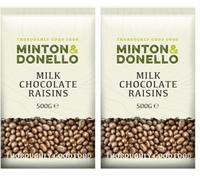 Minton & Donello 500g Milk Chocolate Raisins - Suitable for Vegetarians (Pack of 2)