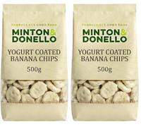 Minton & Donello 500g Yoghurt Coated Banana Chips - High Fibre, Suitable for Vegetarians (Pack of 2)