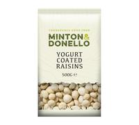 Minton & Donello 500g Yogurt Coated Raisins, Gluten Free, Suitable for Vegetarians, Packaging May Vary
