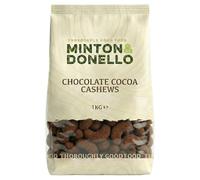 Minton & Donello Chocolate Cocoa Cashews 1kg - Roasted Cashew Nuts Coated in Smooth Milk Chocolate & Cocoa Powder, Gourmet Sweets & Nut Snacks, Great for Sharing & Desserts Bulk Pack