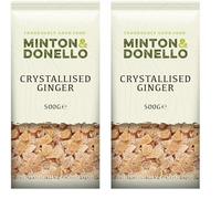 Minton & Donello - Crystalized Ginger, Diced, Sweet with a Spicy Kick, Larger Pack, 500g (Pack of 2)