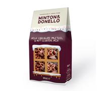 Minton & Donello Milk Chocolate Pretzel and Nut Cluster Box 180g - Crunchy Pretzel Pieces with Roasted Peanuts Coated in Smooth Milk Chocolate, Sweet and Salty Snack Mix