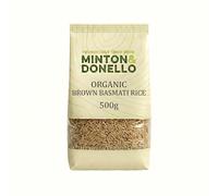 Minton & Donello Organic Brown Basmati Rice 500g Pack - Wholegrain Long Grain, Aromatic Nutty Taste, For Indian Curries, Pilau, Biryani, Stir Fry, Rice Bowls, Salads, Meal Prep, Healthy Pantry Staple