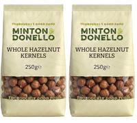 Minton & Donello Organic Hazelnut Whole Kernels 250g - Natural, Healthy Snack, Rich Nutty Flavour, Source of Protein & Healthy Fats, Versatile for Snacking, Baking, Cooking, Vegetarian (Pack of 2)