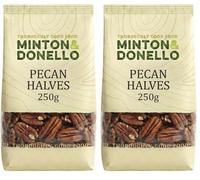Minton & Donello - Pecan Halves, Fresh & Crunchy, Source of Healthy Fats, 250g (Pack of 2)
