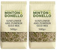 Minton & Donello Sunflower & Pumpkin Seed Mix 500g - Natural Mixed Seeds, High Fibre & Plant-Based Protein, Great for Snacking, Baking, Salads & Healthy Everyday Recipes (Pack of 2)