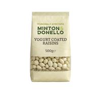 Minton & Donello Yoghurt Coated Raisins 6x500g Pack - Sweet Creamy Snack for Parties, Sharing & Lunchboxes. Great in Dessert & Ice Cream, Baking Ingredient for Cakes, Trail Mix, Vegetarian Friendly