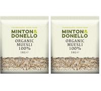 Mintons Good Food Organic Muesli 100% Organic 1Kg Home Compostable Packaging - Eco Friendly - Plastic Free (Pack of 2)