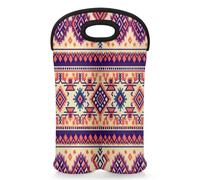 Mintoprints Abstract Aztec Wine Carrier Tote Bag for 2 Bottles Neoprene Wine Bottle Holder Carriers Bag Case Wine Cooler Bag for Travel, Picnic, Party