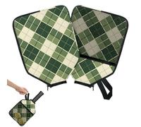 Mintoprints Abstract Plaid Green Pickleball Paddle Cover, Racket Sleeve with Pocket and Handle Strap Buffalo Check Paddle Case Fits Most Rackets
