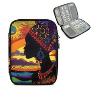 Mintoprints African American Women Travel Electronic Organizer Case, Black Woman Tech Organizer Pouch Cord Storage Bag for Phone, Cable, Charger, Accessories