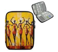 Mintoprints American African Woman Travel Electronic Organizer Case, Slim Cable Management Bag for Game Console & Accessories, Portable Double Zipper Pouch with Mesh Pockets & Elastic Straps