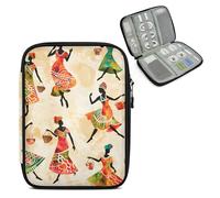 Mintoprints American Art Travel Electronic Organizer Case, African Women Slim Cable Management Bag for Game Console & Accessories, Portable Double Zipper Pouch with Mesh Pockets & Elastic Straps