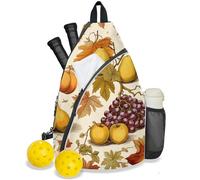 Mintoprints Autumn Grapes Pickleball Bag for Women Men, Fall Fruits Adjustable Crossbody Sling Backpack Hold Paddle Accessories