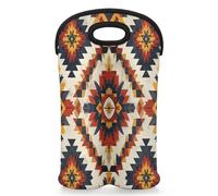 Mintoprints Aztec Abstract Wine Carrier Tote Bag for 2 Bottles Neoprene Wine Bottle Holder Carriers Bag Case Wine Cooler Bag for Travel, Picnic, Party