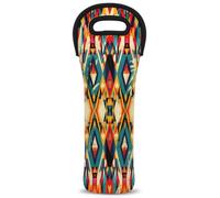 Mintoprints Aztec Bohemian Wine Carrier Tote Bag Southwestern Native Navajo 1-Bottle Neoprene Wine Cooler Bag Carriers Bag Case Wine Bottle Holder for Travel, Picnic, Party