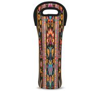 Mintoprints Aztec Boho Wine Carrier Tote Bag Southwestern Navajo 1-Bottle Neoprene Wine Cooler Bag Carriers Bag Case Wine Bottle Holder for Travel, Picnic, Party