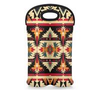 Mintoprints Aztec Wine Carrier Tote Bag for 2 Bottles American Boho Western Neoprene Wine Bottle Holder Carriers Bag Case Wine Cooler Bag for Travel, Picnic, Party