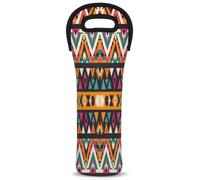 Mintoprints Aztec Wine Carrier Tote Bag Southwestern Native Boho 1-Bottle Neoprene Wine Cooler Bag Carriers Bag Case Wine Bottle Holder for Travel, Picnic, Party
