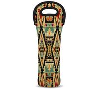 Mintoprints Aztec Wine Carrier Tote Bag Western Navajo Ethnic Boho 1-Bottle Neoprene Wine Cooler Bag Carriers Bag Case Wine Bottle Holder for Travel, Picnic, Party