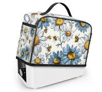 Mintoprints Bee 4 Slice Toaster Cover with Pockets and Top Handle Dust and Fingerprint Protection, Machine Washable, Bumblebee with Flower Printed