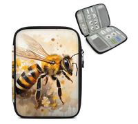Mintoprints Bee Animal Electronics Travel Organizer Case, Tech Organizer Pouch Cord Storage Bag for Phone, Cable, Charger, Accessories