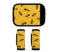 Mintoprints Bees Honey Luggage Handle Wrap 2 Pack Handle Cover Suitcase Tags Travel Accessories for Airplane, Airport, Honeycomb