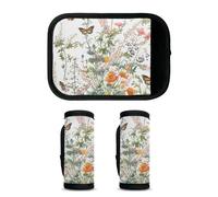 Mintoprints Blooming Floral Butterfly Luggage Handle Wrap 2 Pack Handle Cover Suitcase Tags Travel Accessories for Airplane, Airport