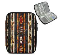Mintoprints Boho Geometric Travel Electronic Organizer Case, Western Aztec Slim Cable Management Bag for Game Console & Accessories, Portable Double Zipper Pouch with Mesh Pockets & Elastic Straps