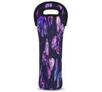 Mintoprints Butterfly Wine Carrier Tote Bag Purple 1-Bottle Neoprene Wine Cooler Bag Carriers Bag Case Wine Bottle Holder for Travel, Picnic, Party