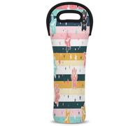 Mintoprints Cartoon Paw Print Wine Carrier Tote Bag Rainbow Paw 1-Bottle Neoprene Wine Cooler Bag Carriers Bag Case Wine Bottle Holder for Travel, Picnic, Party