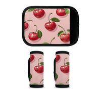 Mintoprints Cherry Luggage Handle Wrap 2 Pack Handle Cover Suitcase Tags Travel Accessories for Airplane, Airport, Watercolor Fruit Red Cherries