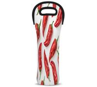 Mintoprints Chilli Pepper Wine Carrier Tote Bag Vegetable 1-Bottle Neoprene Wine Cooler Bag Carriers Bag Case Wine Bottle Holder for Travel, Picnic, Party