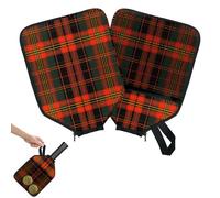 Mintoprints Christmas Plaid Pickleball Paddle Cover, Racket Sleeve with Pocket and Handle Strap Buffalo Check Paddle Case Fits Most Rackets