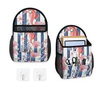 Mintoprints Coastal Nautical 2 Pack Wall Hanging Storage Bag Sea Shells Seahorse and Coral Hanging Organizer Bag with Pocket Fabric Storage Bag Basket for Kitchen, Bathroom Organizing