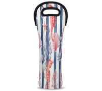 Mintoprints Coastal Nautical Wine Carrier Tote Bag Sea Shells Seahorse and Coral 1-Bottle Neoprene Wine Cooler Bag Carriers Bag Case Wine Bottle Holder for Travel, Picnic, Party