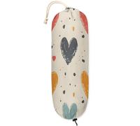 Mintoprints Colorful Hearts Plastic Bag Holder, Valentine's Day Lightweight Grocery Bag Holder Dispenser, Reusable Wall Mount Plastic Bag Organizer Storage Bag for Home Kitchen 1 Pack