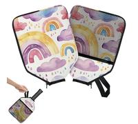 Mintoprints Colorful Rainbow Boho Pickleball Paddle Cover, Racket Sleeve with Pocket and Handle Strap Cute Abstract Paddle Case Fits Most Rackets