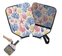 Mintoprints Coral Sea Pickleball Paddle Cover, Racket Sleeve with Pocket and Handle Strap Seashell Starfish Paddle Case Fits Most Rackets