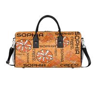 Mintoprints Custom Cheer Duffle Bag, Personalized Cheer Bag for Cheerleader, Gym Bag Travel Duffle Bag Carry On Weekender Bag, Orange, 17.4"x8.3"x9.5", Cheerleading
