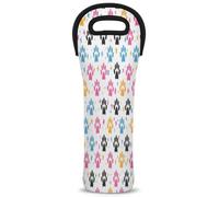 Mintoprints Cute Dog Paws Print Wine Carrier Tote Bag Animal Footprints 1-Bottle Neoprene Wine Cooler Bag Carriers Bag Case Wine Bottle Holder for Travel, Picnic, Party