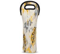 Mintoprints Cute Honey Bee Wine Carrier Tote Bag Flower Bee 1-Bottle Neoprene Wine Cooler Bag Carriers Bag Case Wine Bottle Holder for Travel, Picnic, Party