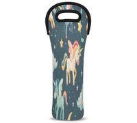 Mintoprints Cute Unicorn Cloud Wine Carrier Tote Bag 1-Bottle Neoprene Wine Cooler Bag Carriers Bag Case Wine Bottle Holder for Travel, Picnic, Party