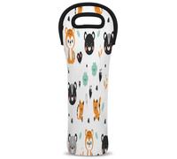 Mintoprints Cute Wine Carrier Tote Bag Leopard Cheetah 1-Bottle Neoprene Wine Cooler Bag Carriers Bag Case Wine Bottle Holder for Travel, Picnic, Party