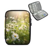 Mintoprints Daisy Travel Electronic Organizer Case, Garden Flower Slim Cable Management Bag for Game Console & Accessories, Portable Double Zipper Pouch with Mesh Pockets & Elastic Straps