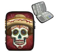 Mintoprints Day Of The Dead Electronics Travel Organizer Case, Funny Sugar Skull Hat Tech Organizer Pouch Cord Storage Bag for Phone, Cable, Charger, Accessories
