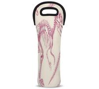 Mintoprints Dinosaur Bones Tyrannosauru Wine Carrier Tote Bag 1-Bottle Neoprene Wine Cooler Bag Carriers Bag Case Wine Bottle Holder for Travel, Picnic, Party