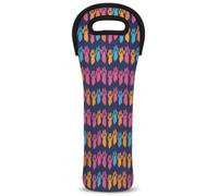 Mintoprints Dog Animal Paws Wine Carrier Tote Bag Colorful Cat Paw Print 1-Bottle Neoprene Wine Cooler Bag Carriers Bag Case Wine Bottle Holder for Travel, Picnic, Party