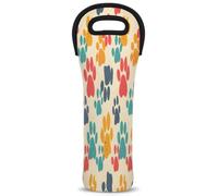 Mintoprints Dog Paw Print Pet Wine Carrier Tote Bag Lovely Puppy Cat Footprint 1-Bottle Neoprene Wine Cooler Bag Carriers Bag Case Wine Bottle Holder for Travel, Picnic, Party