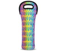 Mintoprints Dog Paw Print Wine Carrier Tote Bag Colorful Pawprint 1-Bottle Neoprene Wine Cooler Bag Carriers Bag Case Wine Bottle Holder for Travel, Picnic, Party